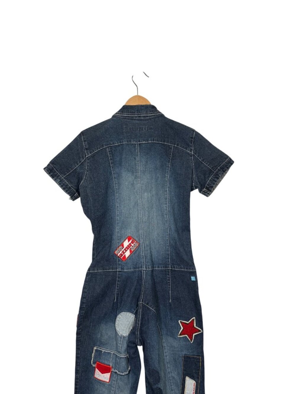 Vintage Y2k Azzure Denim Flare Leg Short Sleeve Jumpsuit Size Large - Picture 5 of 8